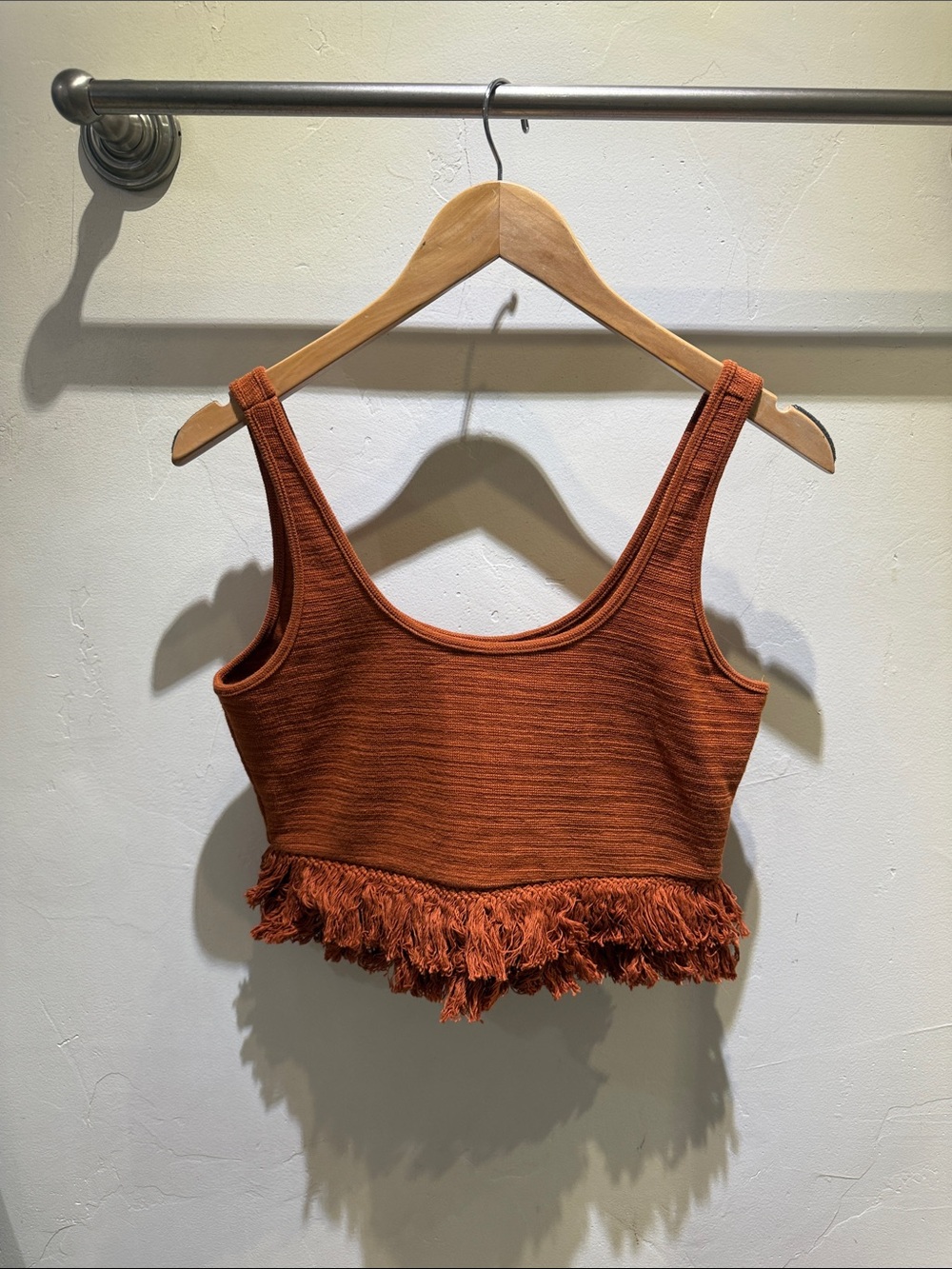 SAYLOR Staunton Fringe Knit Crop Tank
